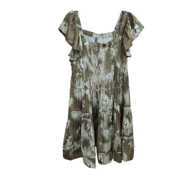 Anthropologie Dress Womens Size M Flutter Sleeve Square neck Mini Pleated NEW - Picture 3 of 13
